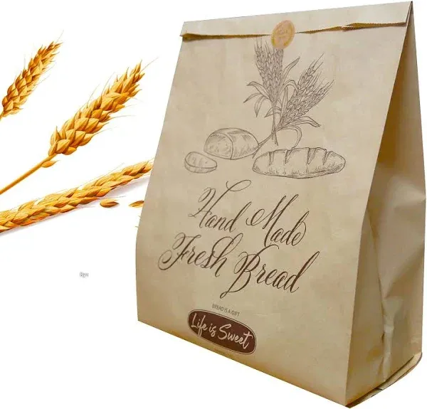 50 Pack 13.8 X 9.5 Inch Kraft Paper Bread Bags for Homemade Bread