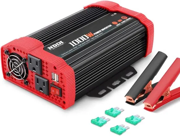 NDDI Power 1000W Car Power Inverter, DC 12V to AC 110V Car Inverter with Dual AC Outlets and Dual 3.1A Quick Charging USB Port Car Adapter