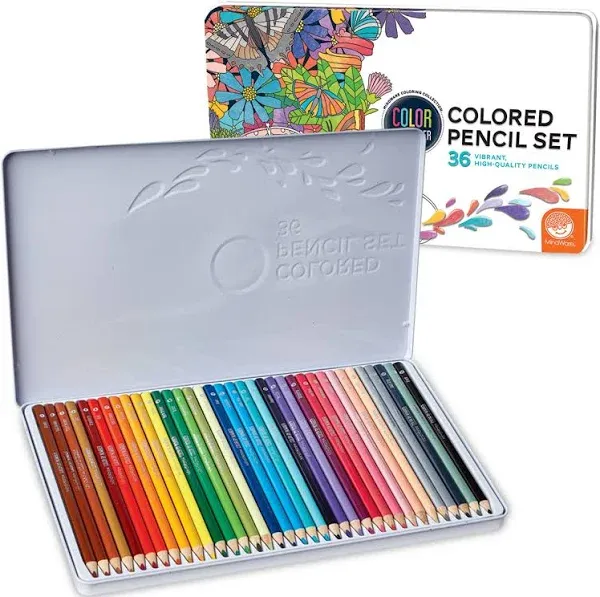 MindWare Color by Number Colored Pencils for Kids & Adults – Great as Drawing Pencils or Classroom Supplies - Set of 36 Coloring Pencils in a Durable Tin Storage Container – Ages 5 and Up