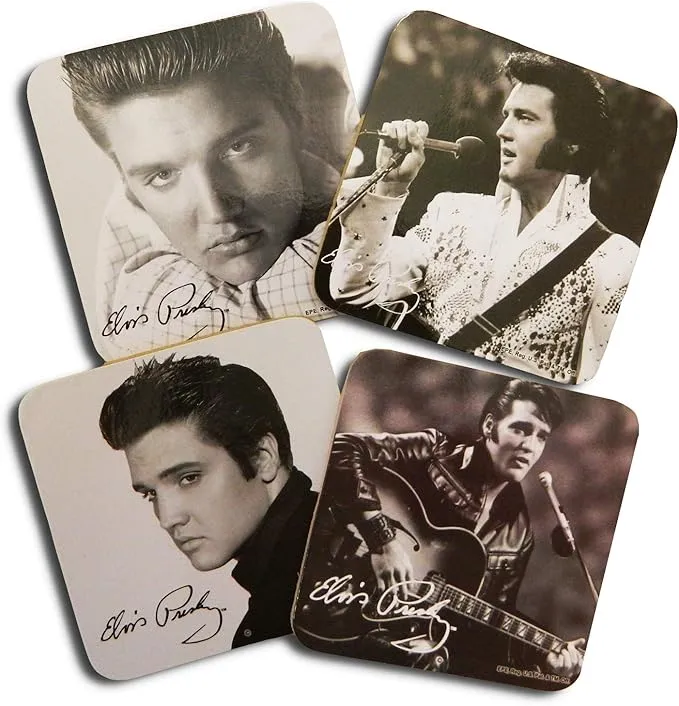 Midsouth Products Elvis Set of 4 Coasters - Black and White