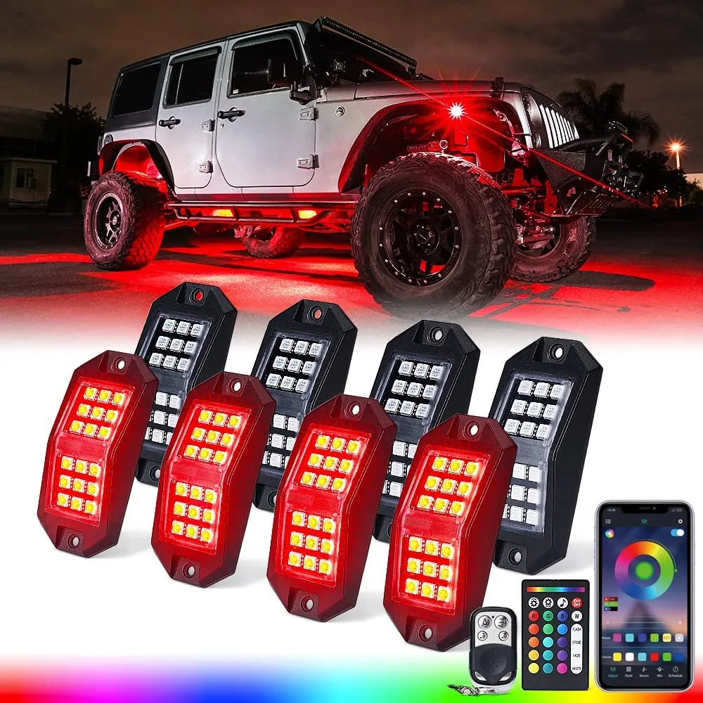 Xprite Multi-Color RGB-W LED Rock Lights | Discovery Plus Series