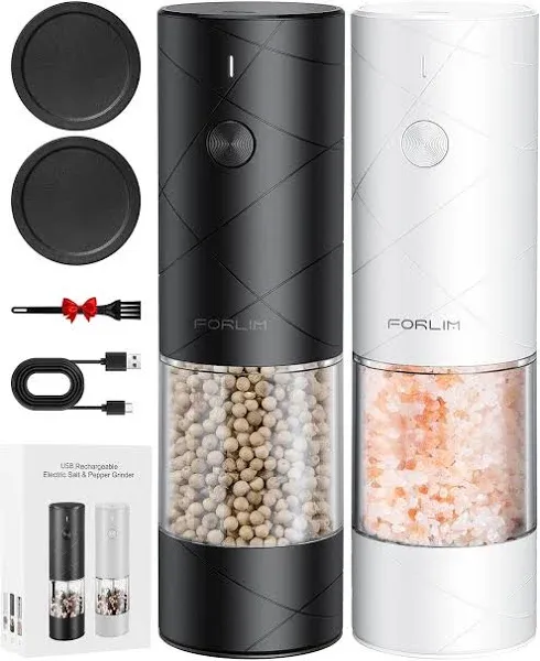 FORLIM Mini Rechargeable Electric Salt and Pepper Grinder Set