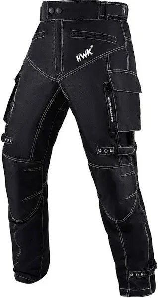 HWK Dual Sport Motorcycle Pants for Men with Water Resistant Cordura Textile Fabric & Impact Protection Armor