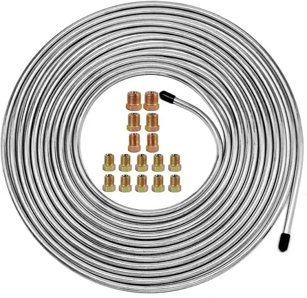 3/16 Brake Line Tubing Kit (25ft) Upgraded Flexible Double Galvanized Steel Tube