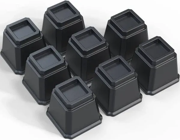 Bed Risers 5 Inch Heavy Duty, Furniture Risers for Bed Frame, Couch, Desk, Chair, Lifts Up to 3,500 lb, Set of 8, Black