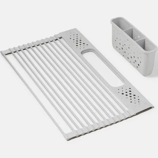 Over-the-Sink Drying Rack - Silicone-Coate<wbr/>d Metal Dish Drying Mat with Remo...