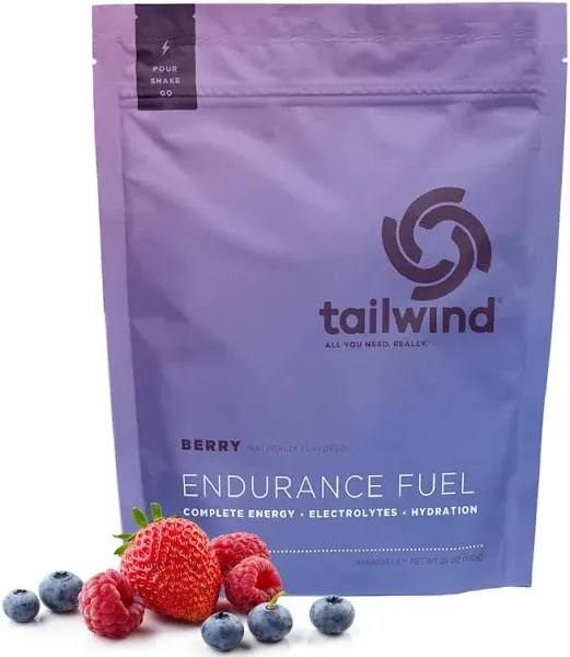 Tailwind Nutrition Endurance Fuel, Electrolyte & Hydration Sports Drink Mix Powder, Gluten-Free, Vegan, Berry, 30 Servings