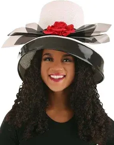 Clueless Dee's Women's Straw Hat with Faux Leather Brim & Vinyl Bow - Officially Licensed 90s Fashion Icon