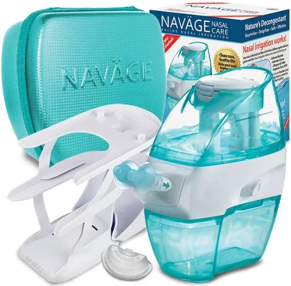 Naväge Premier Bundle: Nose Cleaner, 20 SaltPods, Countertop Caddy, Travel Case