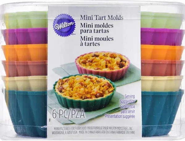 Multicolor Silicone Mini Pie Molds Set of 6 Oven Safe Tart Bakeware