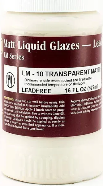 Amaco Lead-Free Matt Glaze - Pint, Transparent Matte, Transparent