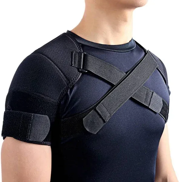 Double Shoulder Support Brace Strap Wrap Neoprene Protector,XL