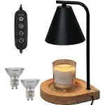 YODEWA Candle Warmer Lamp with Timer and Dimmer Wood Base, Farmhouse Electric Candle Lamps Warmer for Jar Candles Housewarming Gifts New Home Decor Birthday Gifts for Women/Daughter/Mom - Black