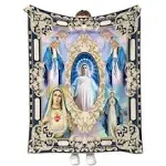 Ultra Soft Virgin Mary Blanket Microfiber Our Lady of Guadalupe Throw Blanket Warm Cozy Flannel Prayer Christian Blankets for Women Religious