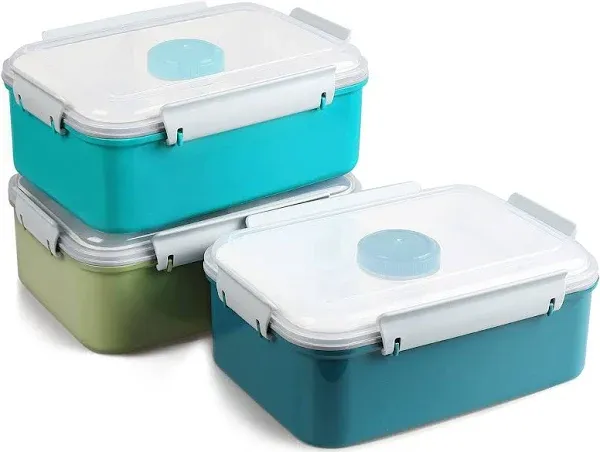 shopwithgreen 3 Pack Salad Food Storage Container To Go, 47 oz Bento Box with Removable Tray & Dressing Pots, for Lunch Salad Snacks Fruit, Food Prep Storage Containers with Lids