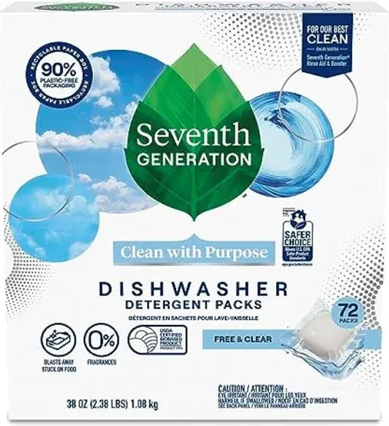 Seventh Generation Dishwasher Detergent Packs Free & Clear