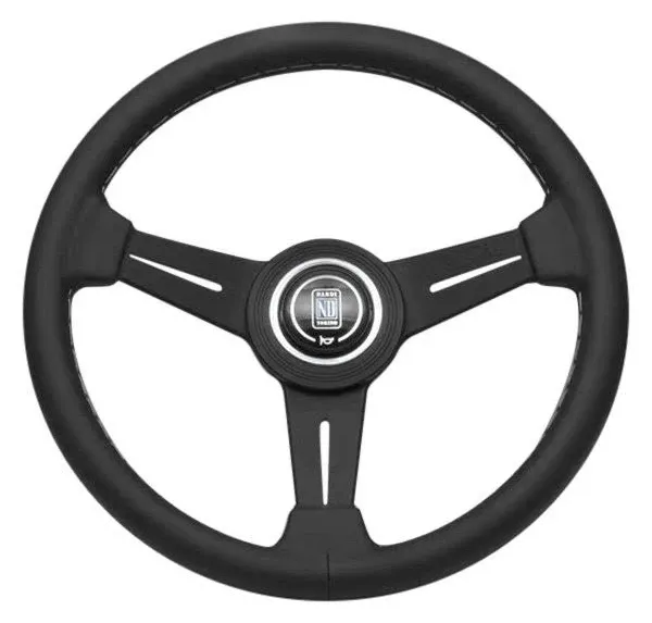 Nardi Classic 330mm Steering Wheel - Black Leather / Silver Spokes / Grey Stitch