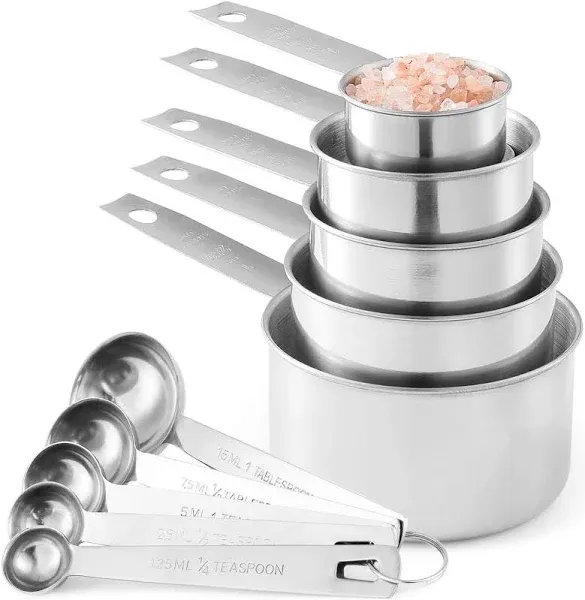 Stainless Steel Measuring Cups and Measuring Spoons 10-Piece Set