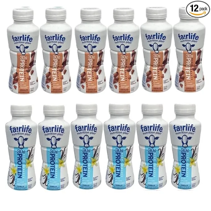 Fairlife Nutrition Plan High Protein Shake Variety Pack- 11.5 Fl Oz (12 Pack) (6 Chocolate & 6 Vanilla) In Accents Depot Packaging