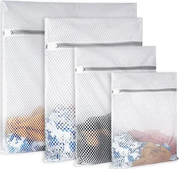 3Pcs Durable Honeycomb Mesh Laundry Bags for Delicates 125gsm Net Fabric Durable and Reusable Delicate Wash Bag,Organization Bag for Lingerie,Sock,12 x 16 Inches(3 Medium)