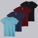 Real Essentials 4 Pack: Women's Classic-Fit Cotton Short-Sleeve Scoop Crew Neck T-Shirt (Available in Plus Size)