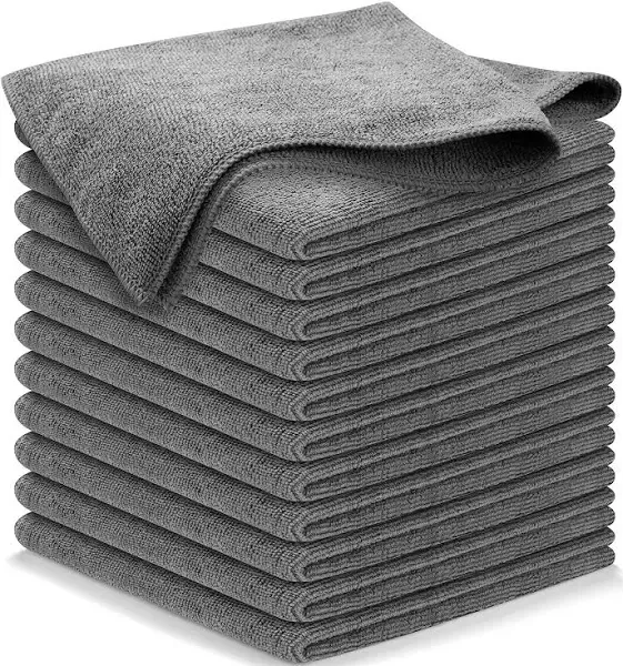 Microfiber Cleaning Cloth Grey 12 packs 16&#034;x16&#034;  High Performance 1200 Washes