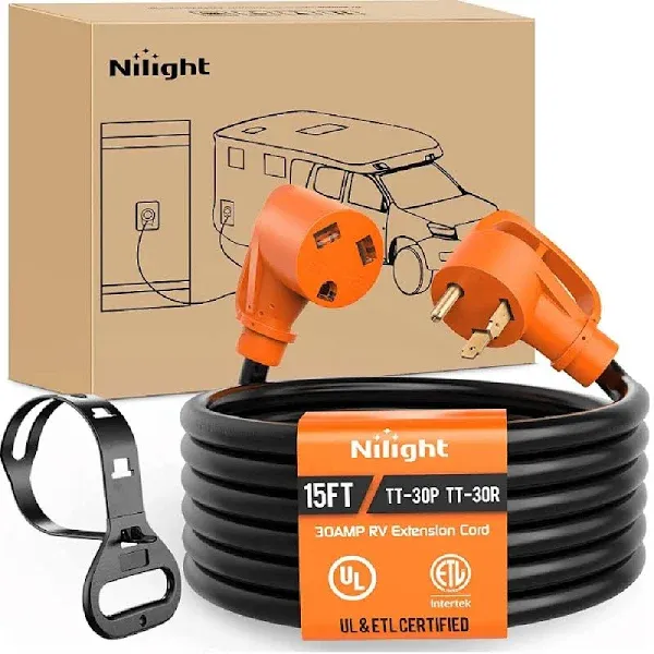 Nilight Amp RV Extension Cord Heavy Duty Gauge Pure Copper STW Wire UL ETL Listed Prong