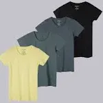 Real Essentials 4 Pack: Women's Classic-Fit Cotton Short-Sleeve Scoop Crew Neck T-Shirt (Available in Plus Size)