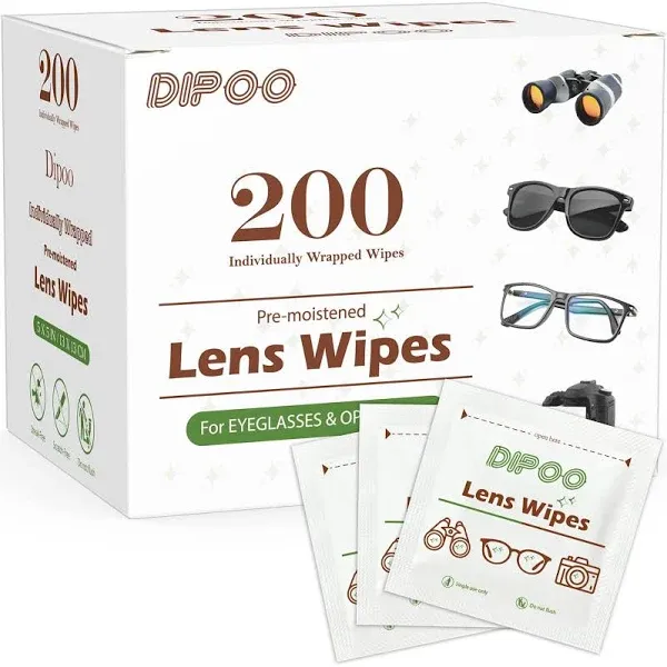 200 Count Lens Wipes for Eyeglasses Eye glasses Cleaner Wipes Premoistened Indi