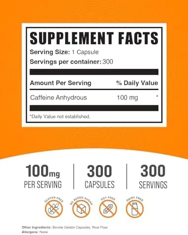 BulkSupplement<wbr/>s Caffeine Capsules 500 Count 200mg