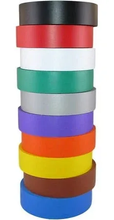 Tradegear Electrical Tape 10 Pack Assorted Colors 60&#039; x 3/4&#034; Rubber Based