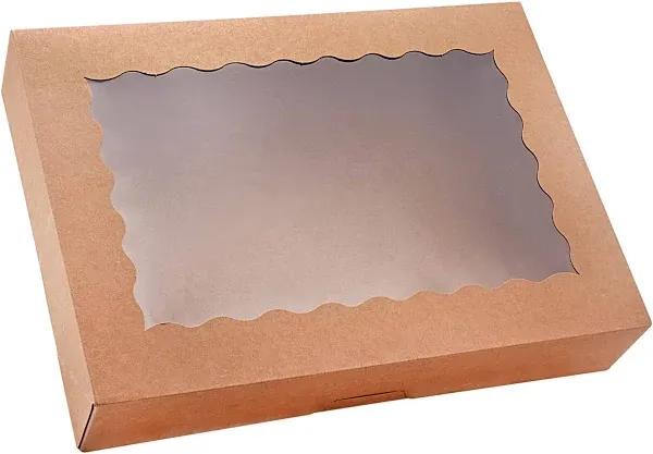 20-Pack Bakery Boxes with Window, 12&#034; X 8&#034; X 2.5&#034; Cookie Boxes, Treat Boxes, Lar