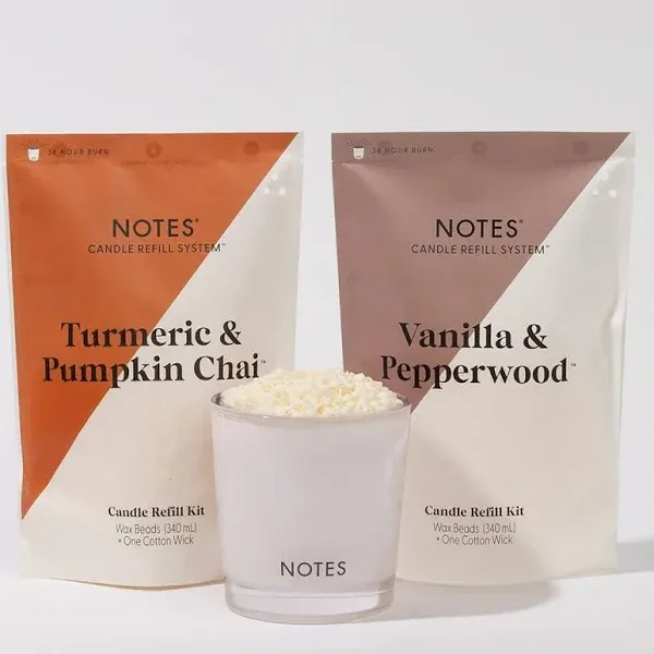 NOTES Candle Refill System - Sustainable Starter Kit - Warm Cozy Duo