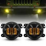 LX-LIGHT 60W Amber 4 inch LED Fog Lights Front Bumper Replacements Fog Lamps for 2007-2018 Wrangler JK Unlimited JK