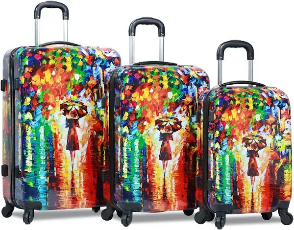 Dejuno Women's 3-Piece Lightweight Hardside Spinner Upright Luggage Set, Multicolor, One Size