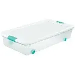 Sterilite Latching Box, Wheels, White, 56 Quarts