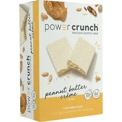 Power Crunch Whey Protein Bars, High Protein Snacks with Delicious Taste, Peanut Butter Crème, 1.4 Ounce (12 Count)