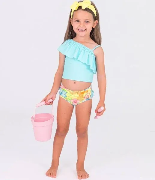 RuffleButts Happy Hula One Shoulder Ruffle Tankini