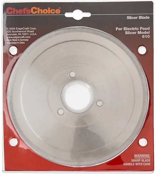 Chef'sChoice S610012 Multi-Purpose Non-Serrated Blade for Models 607, 607E, 609, 609E, 610, 6102, 615, 615A Food Slicer, 7-inch, Silver