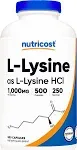 Nutricost, L-Lysine, 1,000 mg, 500 Capsules (500 mg per Capsule)