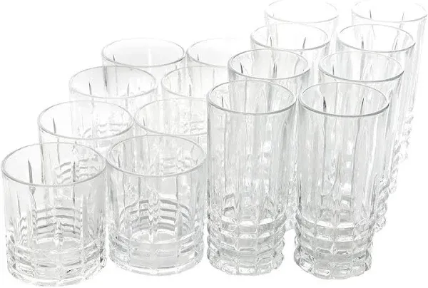 Gibson Home Jewelite 16 Piece Tumbler and Double Old Fashioned Glass Set