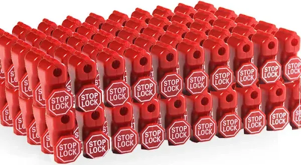 Red Stop Locks for Various Retail Hooks - 100-Piece Set for Enhanced Security