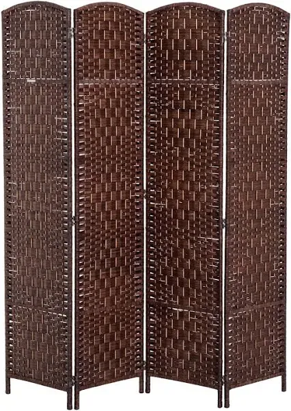 HOMCOM 6' Tall Wicker Weave Panel Room Divider Privacy Screen