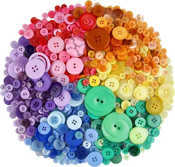 Greentime 600-700 PCS Mixed Color Assorted Sizes Round Resin Buttons for Crafts Sewing DIY Manual Button Painting DIY Handmade Ornament Buttons