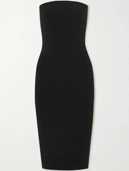 Norma Kamali Black Jersey Strapless To-Knee Dress