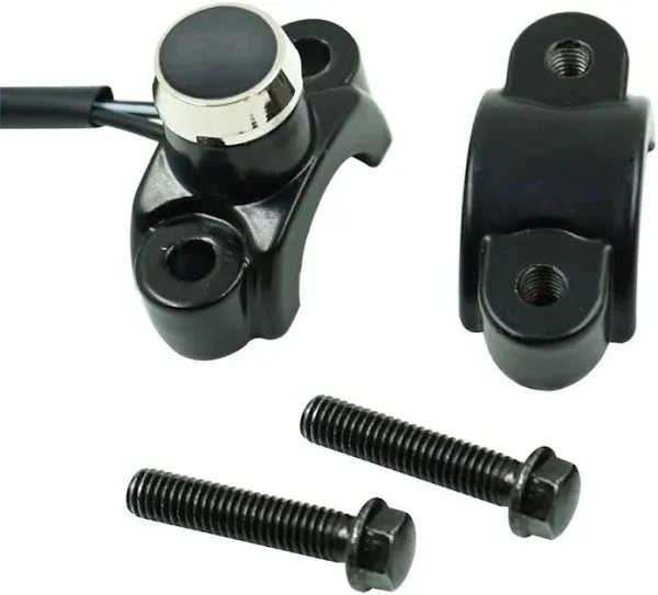 Aluminum 7/8" Motorcycle Handlebar Control Horn Start Switch Button Momentary Action with Two Bullet Connectors Black Button