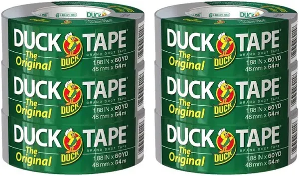 Duck Brand All-Purpose Duct Tape, Silver, 1.88 in. x 60 yd., 6 Rolls (242817)