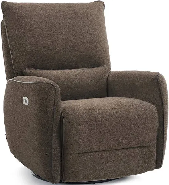 MCombo Power Swivel Glider Rocker Recliner Chair, Electric Swivel Rocker Recliner with USB Charging Ports for Living Room and Nursery, Fabric 6922 (No Lift Chair) (Brown)