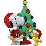 ProductWorks 32-Inch Peanuts Snoopy and Woodstock Pre-Lit Yard Decor