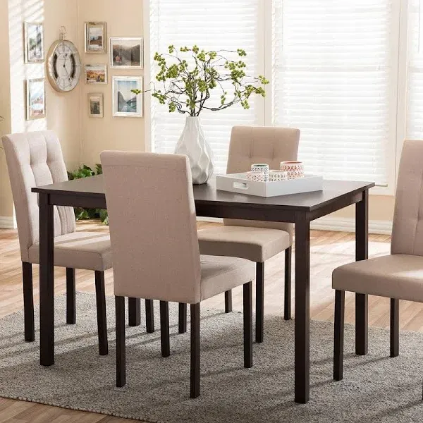 Baxton Studio Andrew 5-Piece Upholstered Grid-Tufting Dining Set